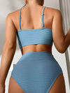 2-delige dames badmode hooggeknoopte bikini set - elegante ruches ontwerp, zachte rekbare stof