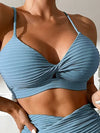 2-delige dames badmode hooggeknoopte bikini set - elegante ruches ontwerp, zachte rekbare stof