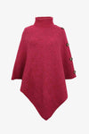 Dames poncho trui - stijlvolle brei met hoge kraag