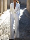 Dames tailored jumpsuit met riem in elegant wit - chique kantoorkleding voor verfijnde evenementen