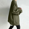 Dames oversized sweater - losse fit lange pullover met ronde hals en geribbelde boorden - Bakkermode.nl