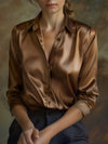 Elegante satin blouse - stijlvolle lange mouwen dames top