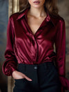 Elegante satin blouse - stijlvolle lange mouwen dames top