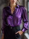 Elegante satin blouse - stijlvolle lange mouwen dames top
