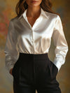 Elegante satin blouse - stijlvolle lange mouwen dames top