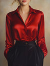 Elegante satin blouse - stijlvolle lange mouwen dames top