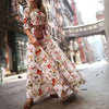 Zomer maxi jurk met elegante bloemenprint en ceintuur - voor feestelijke gelegenheden