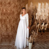 Zwangere maxi-jurk - elegante witte damesgala met kantmouwen