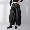 Brede leren broek - hoge taille zwarte damesbroek