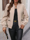 Lichte beige bomberjack voor dames - trendy blouson met rits en zakken voor casual uitjes