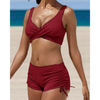 2-delige dames zwemkleding camouflage bikini set - hoge taille shorts voor zonovergoten dagen