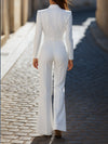 Dames tailored jumpsuit met riem in elegant wit - chique kantoorkleding voor verfijnde evenementen