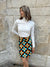 Vrouwen mini rok retro bloemenprint multi-kleur casual outfit - vintage a-lijn ontwerp
