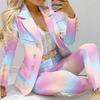 2-delige dames blazer en broek set met levendig bloemenpatroon - chique kantooroutfit