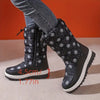 Sneeuwlaarzen voor dames - winterse mid-calf schoeisel in zwart - Bakkermode.nl