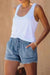 Denim shorts met franje en zakken - Bakkermode.nl