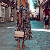 Floral maxi jurk - elegante lange mouw jurk voor dames in levendig bloemenpatroon