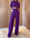 2-delige dames set met op maat gemaakte cropped top en flared broek - smart casual ensemble voor moeiteloze stijl
