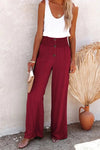 Dames hoge taillebroek van lichte stof met wijde pijpen - trendy casual look voor elke dag