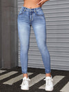 Blauwe skinny jeans - hoge rekbare denim broek voor dames