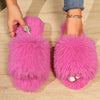 Fluffy pantoffels - dames huis slippers met open teen en faux fur - Bakkermode.nl