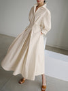 Maxi shirtjurk - chique lange jurk met riem voor dames