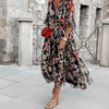 Floral maxi jurk - elegante lange mouw jurk voor dames in levendig bloemenpatroon