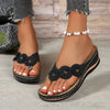 Dames slip-on teensandalen met bloemenprint en orthopedische ondersteuning - stijlvolle alledaagse sandalen