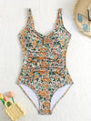 Bloemenpatroon badpak - stijlvolle beige dames badpak