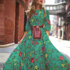 Zomer maxi jurk met elegante bloemenprint en ceintuur - voor feestelijke gelegenheden
