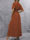 Rust maxi jurk - elegante damesjurk met vlindermouwen