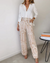 Set van 2-delige damesbroek en blouse - luxe katoen-linnen mix voor casual of chique gelegenheden