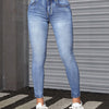 Blauwe skinny jeans - hoge rekbare denim broek voor dames