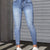 Blauwe skinny jeans - hoge rekbare denim broek voor dames