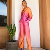 2-delige satijnen lounge set - chique dames pyjama ensemble