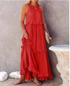 Dames maxi jurk met elegante ruches en luchtige stof - stijlvolle casual zomerjurk voor uitjes