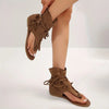 Bruine sandalen met franjes en veters - Bakkermode.nl