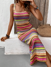 Dames maxi jurk met ontspannen pasvorm en etnische print - lichte, stijlvolle kleding voor stranddagen en tuinfeesten