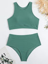 Dames zwemset met hoge taille bikini top en broekje - trendy twee-delige zwemkleding voor vrouwen