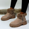 Warme dames enkellaarzen - winterlaarzen met pluche voering, ritssluiting en antislip zool - Bakkermode.nl