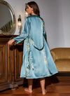 2-delige satijnen kimono set - elegante dames nachtmode met bijpassende nachtjapon