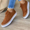 Dames trendy sneakers - stijlvolle bruine veterschoenen