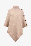 Dames poncho trui - stijlvolle brei met hoge kraag