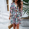 Dames casual zomer v-hals jurk met bloemenprint en volants - luchtige outfit voor tuinfestivals