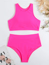 Dames zwemset met hoge taille bikini top en broekje - trendy twee-delige zwemkleding voor vrouwen