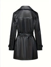 Leren trenchcoat - stijlvolle lange zwarte damesjas