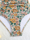 Bloemenpatroon badpak - stijlvolle beige dames badpak