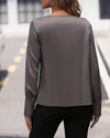 Satin cowl neck blouse - elegante grijze dames top