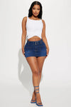 Denim mini rok met riem - Bakkermode.nl