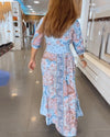Maxi jurk - elegante v-hals bloemenprint jurk voor dames